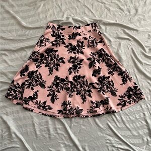 Floral Pink and Black Women's Skirt